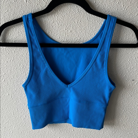 Lululemon Power Pivot Tank Ribbed Crop Top Reversible Poolside Blue - Picture 2 of 6